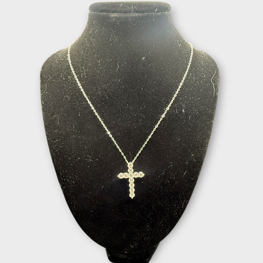 Sterling Silver Moissanite Cross Pendant Necklace